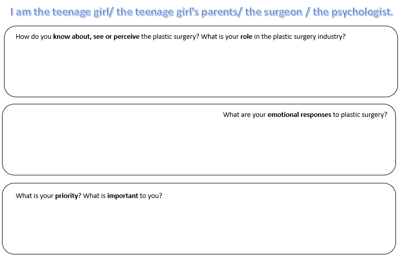 Figure 1. Students using the thinking routine Step Inside to complete the worksheet  