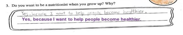 Example of students' writing