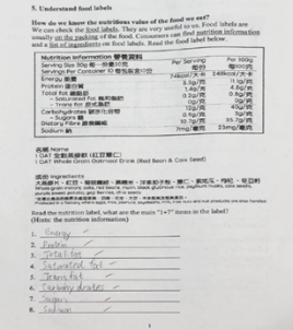 Students read information on food labels.